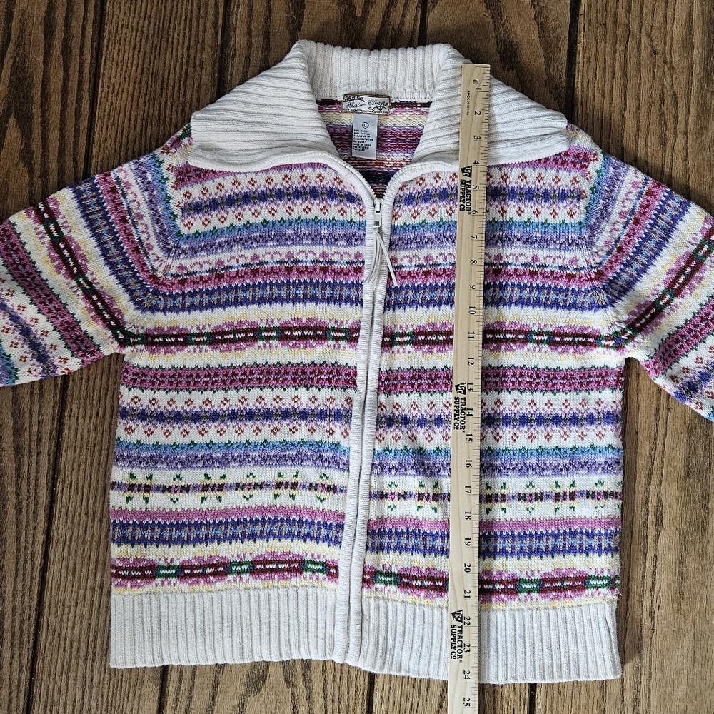 Vintage Heirloom Collectibles 2004 Colorful Zip Front Sweater Size Large - Picture 10 of 11